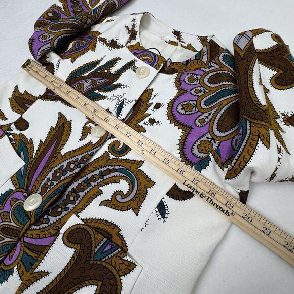 Etro Women's Paisley 3/4 Sleeve Jacket US Small Italian 40 Cotton Linen Designer - Picture 13 of 16